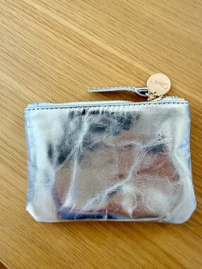Clare V coin clutch pale gold NWT
